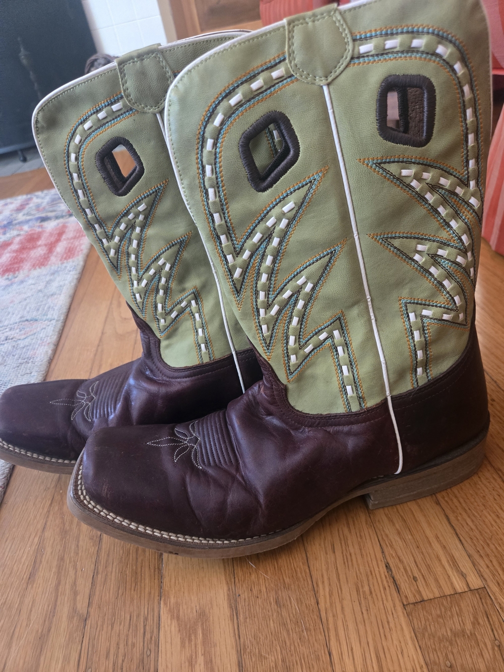 Nocona Brown Leather Cowboy Boots - Pull-On Style